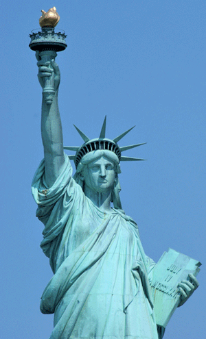 > LADY LIBERTY WEARS HER UNIFORM