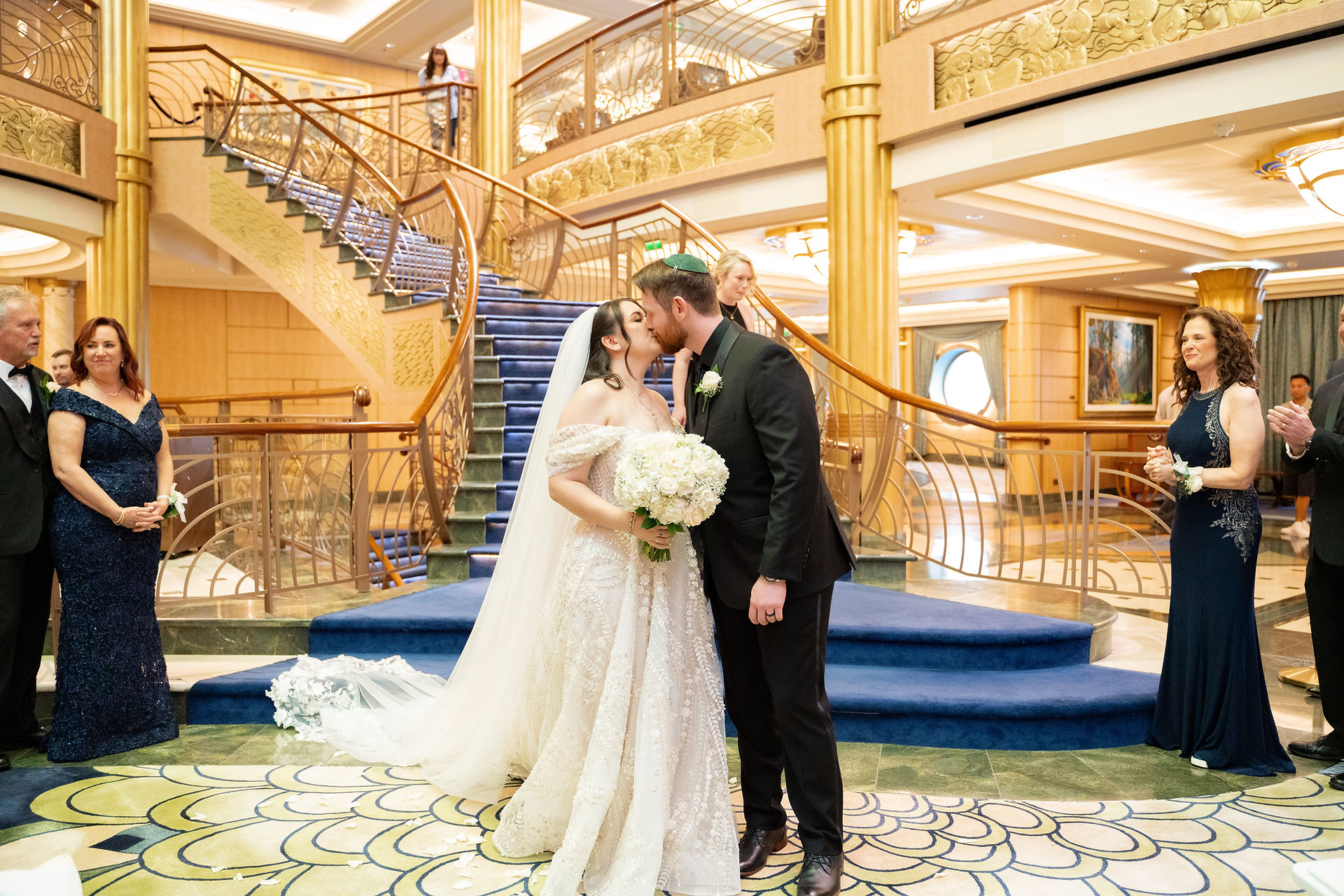 Wedding Ceremony in the atrium on Disney Fantasy captured by Disney Cruise Wedding Photographer Adrianna Gunn