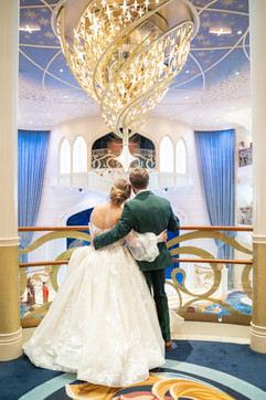Wishing Star Portraits in Grand Hall of Disney Wish by Disney Cruise Wedding Photographer Adrianna Gunn