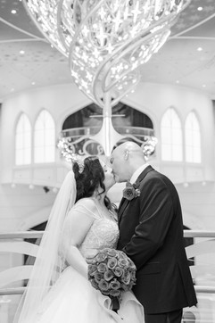 Bride and Groom Wedding Portraits on the Disney Wish by Disney Cruise Wedding Photographer Adrianna Gunn