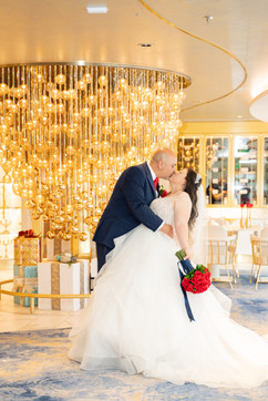 Bride and Groom Wedding Portraits on the Disney Wish by Disney Cruise Wedding Photographer Adrianna Gunn
