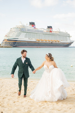 Bride and Groom Portraits on Castaway Cay on the Disney Wish by Disney Cruise Wedding Photographer Adrianna Gunn