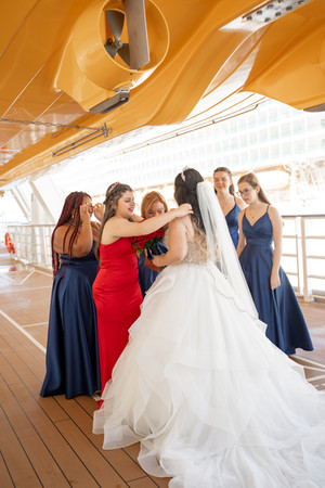 Bride Getting Ready on Disney Wish by Disney Cruise Wedding Photographer Adrianna Gunn