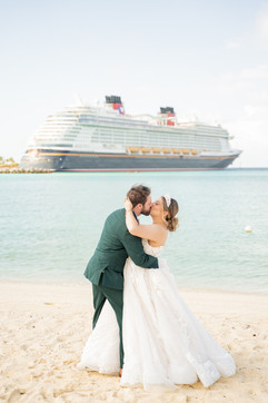 Bride and Groom Portraits on Castaway Cay on the Disney Wish by Disney Cruise Wedding Photographer Adrianna Gunn