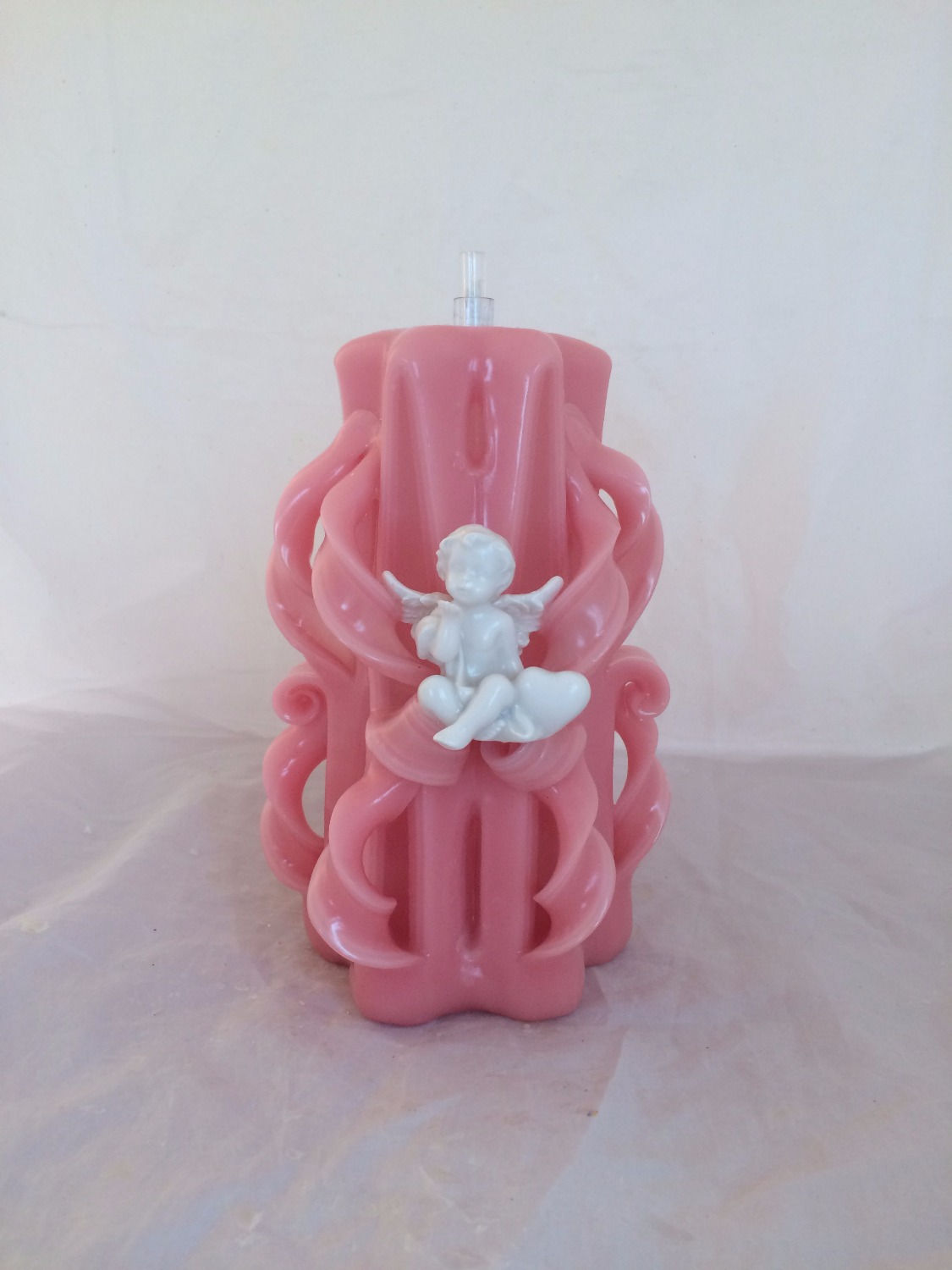 Beautiful Cherub Carved Candle