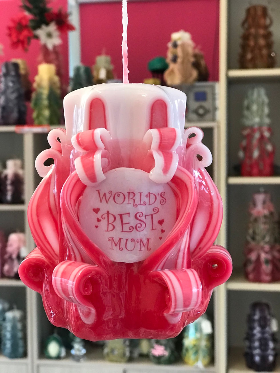 happy mothers day red candle