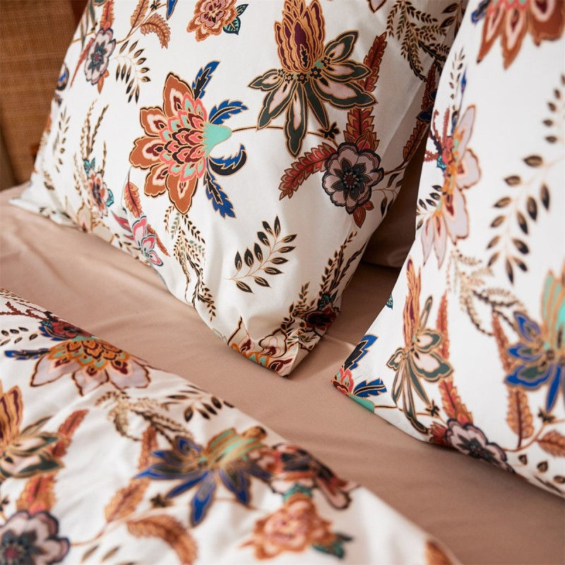 Thumbnail: Bloemen beddengoed, beige en wit, MEDIWOEF