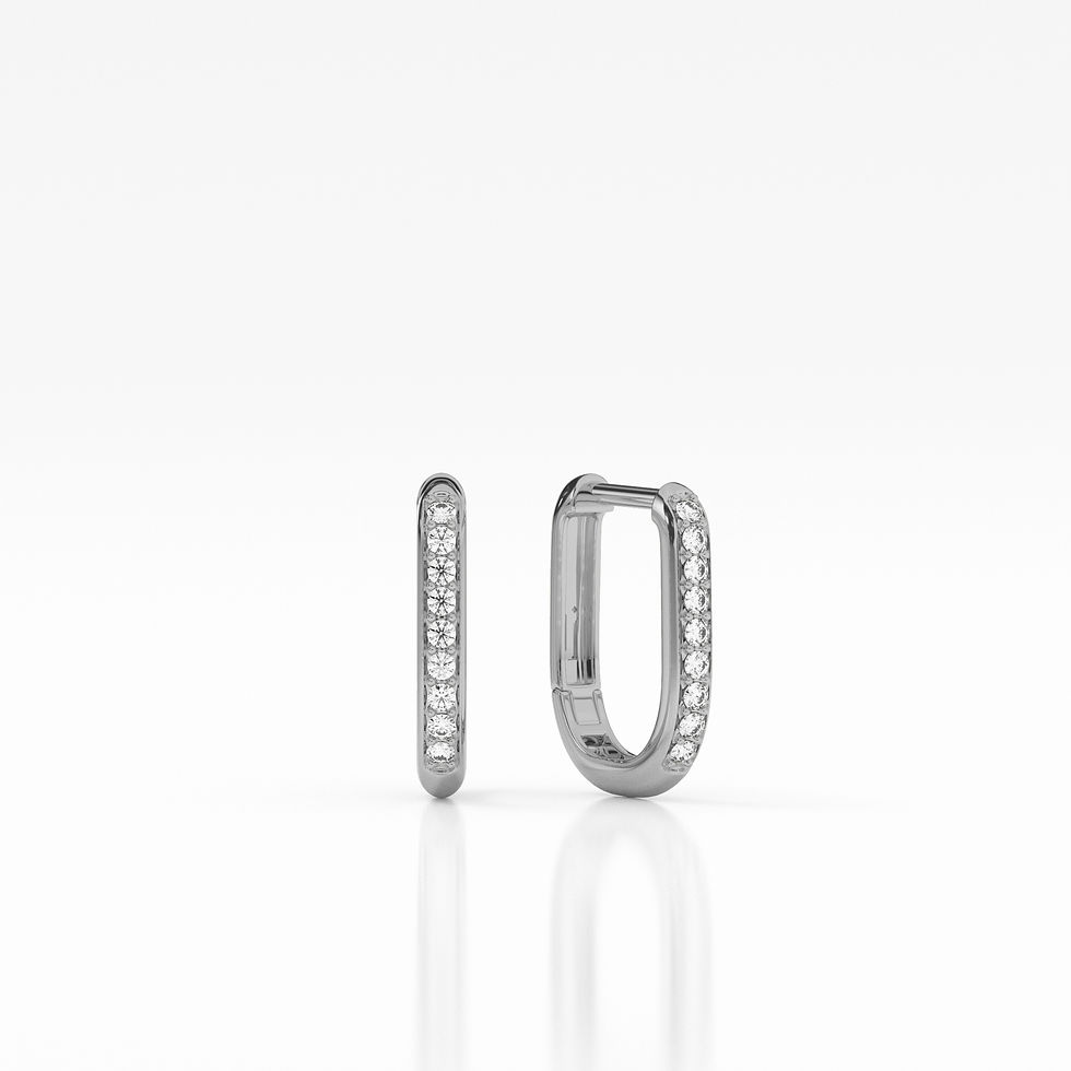 Thumbnail: Diamond Studded Squared Hoops