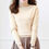 Thumbnail: Knitted Sweaters Pullovers Turtleneck Long Sleeve Solid Color Slim Elastic Short