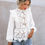 Thumbnail: Women Boho Long Sleeve Floral Lace White Tops Blouses