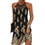 Miniaturbild: Women;s Elegant Round Neck Vintage Cutout Neck Sleeveless Halter Print