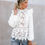 Thumbnail: Women Boho Long Sleeve Floral Lace White Tops Blouses