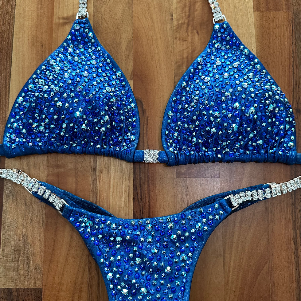 blue competition bikini