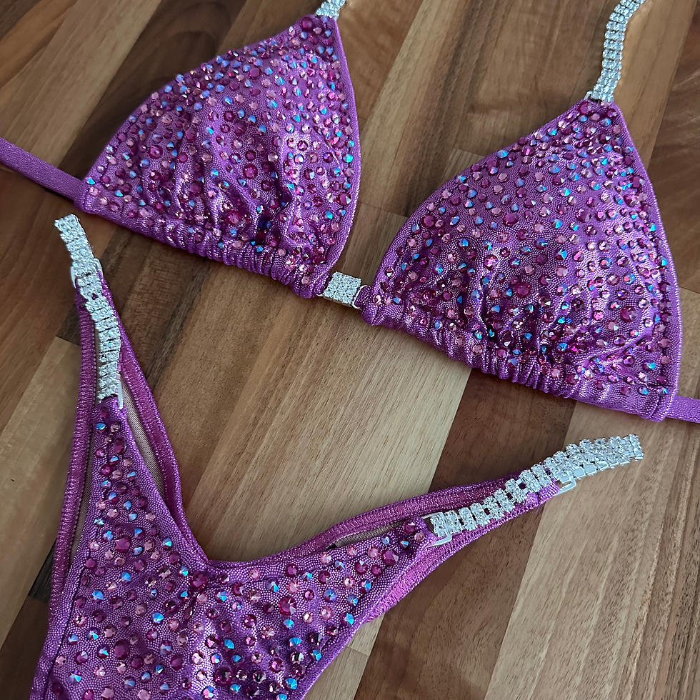 purple competition bikini