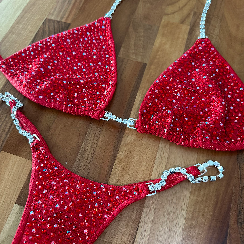 red competition bikini
