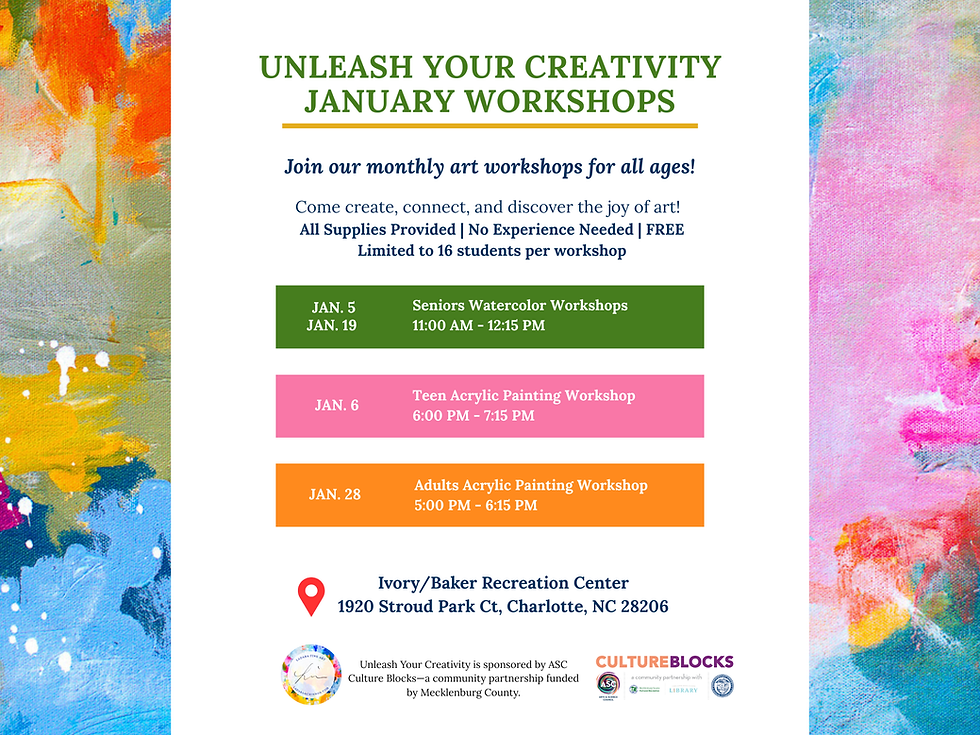 Unleash Your Creativity: January Workshops Are Here and You’re Invited!!