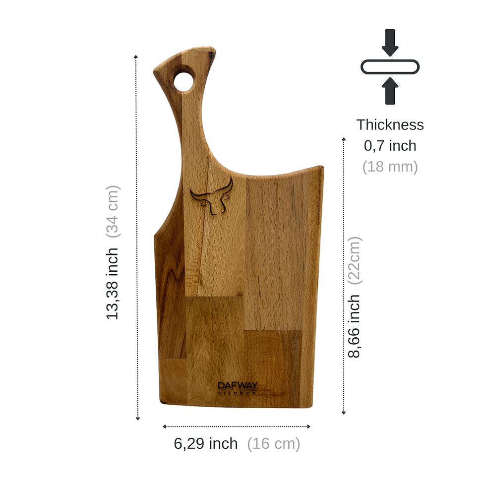 Thumbnail: Hornbeam wooden serving board medium showing product dimensions