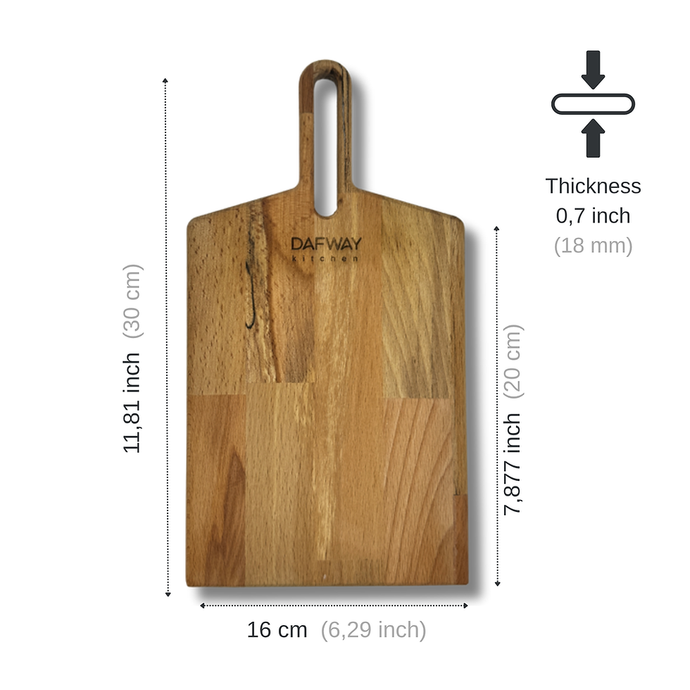 Thumbnail: Hornbeam wooden serving board medium showing product dimensions