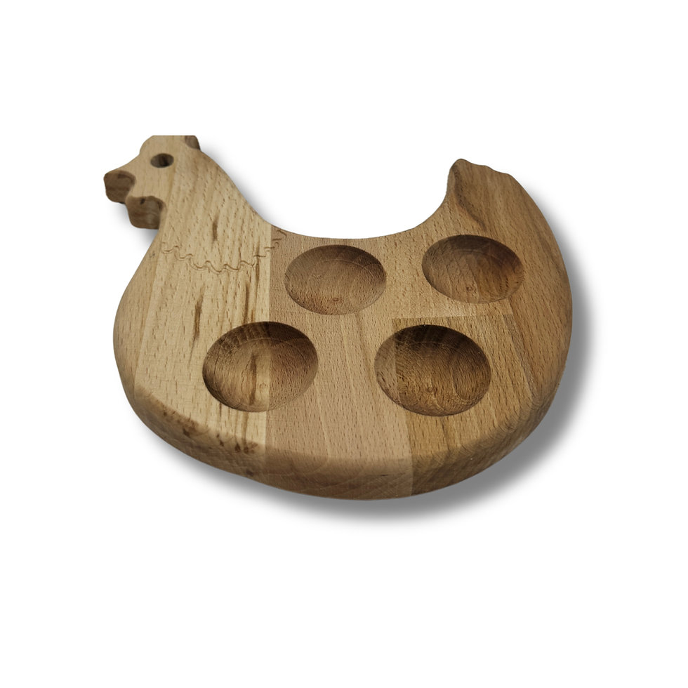Thumbnail: Solid hornbeam wood egg holder with four egg slots