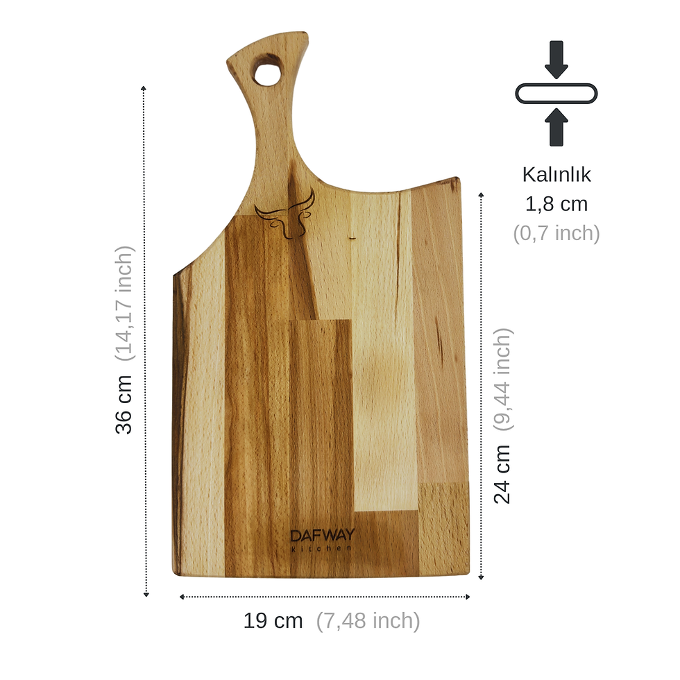 Thumbnail: Hornbeam wooden serving board large with size and dimensions shown