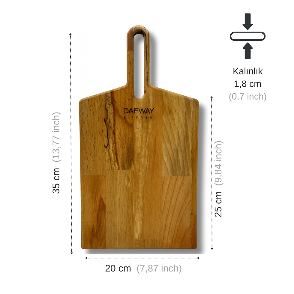 Thumbnail: Large hornbeam wooden serving board with size and dimensions shown