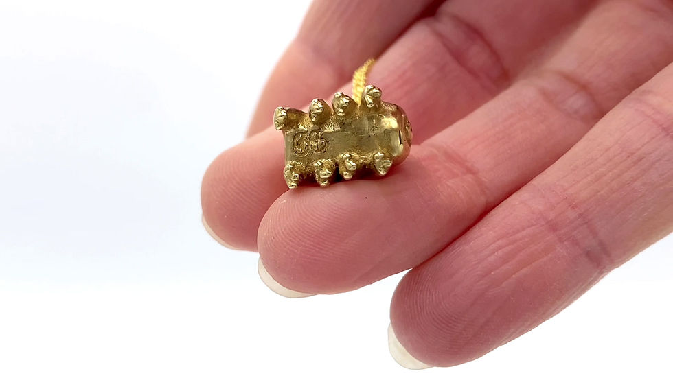 Thumbnail: Bronze Tardigrade Necklace on 14k Gold Filled Chain