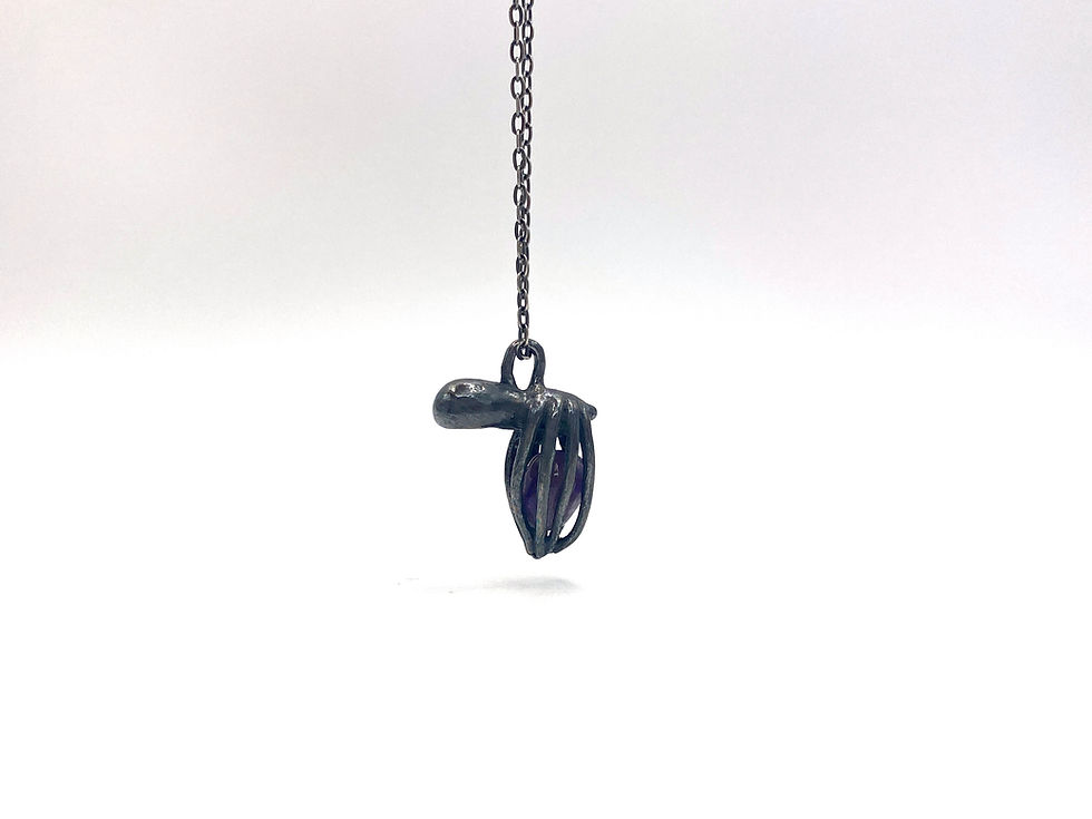 Thumbnail: Silver Spider Necklace with Purple Stone