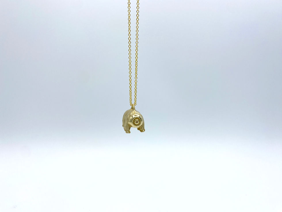 Thumbnail: Bronze Tardigrade Necklace on 14k Gold Filled Chain