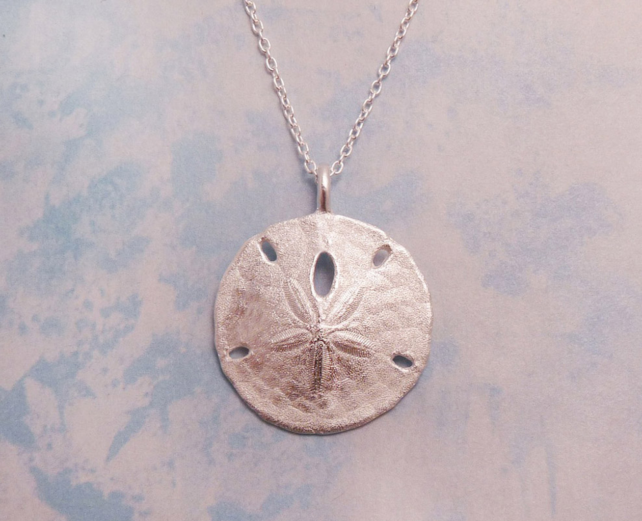 Silver Sand Dollar Necklace | Blue Dot 