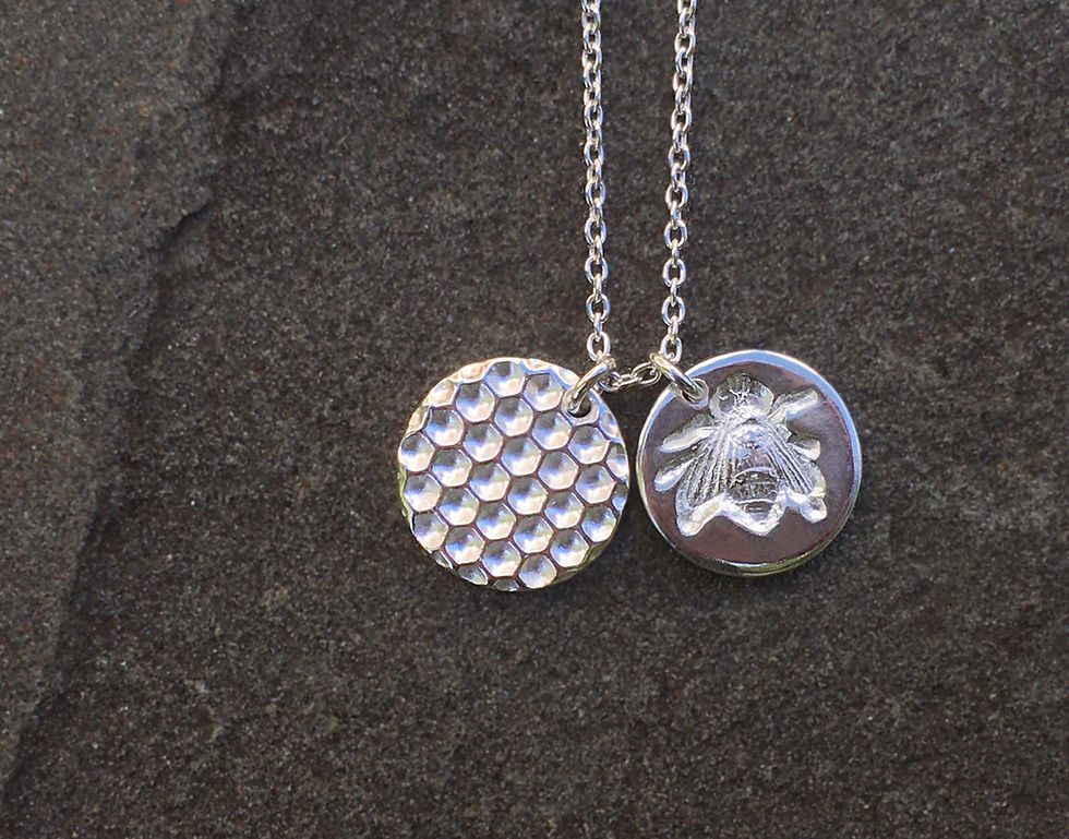 Thumbnail: Silver Bee and Hive Necklace