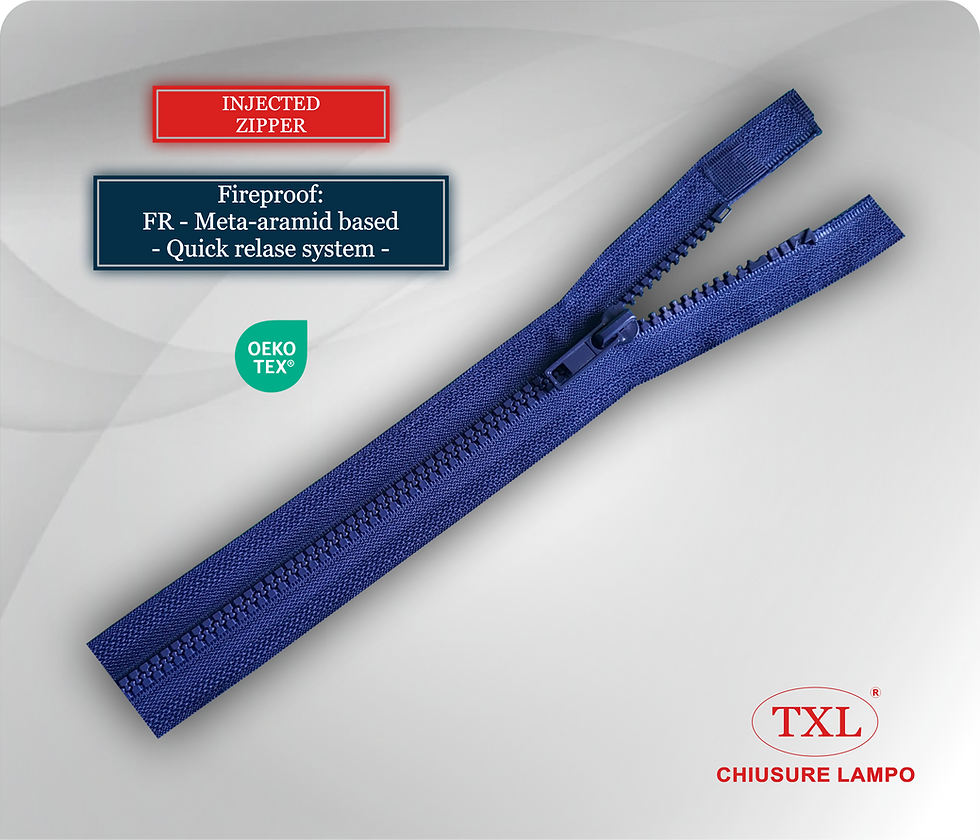 Injected Zipper - Fireproof: Meta-aramid based - Quick release system