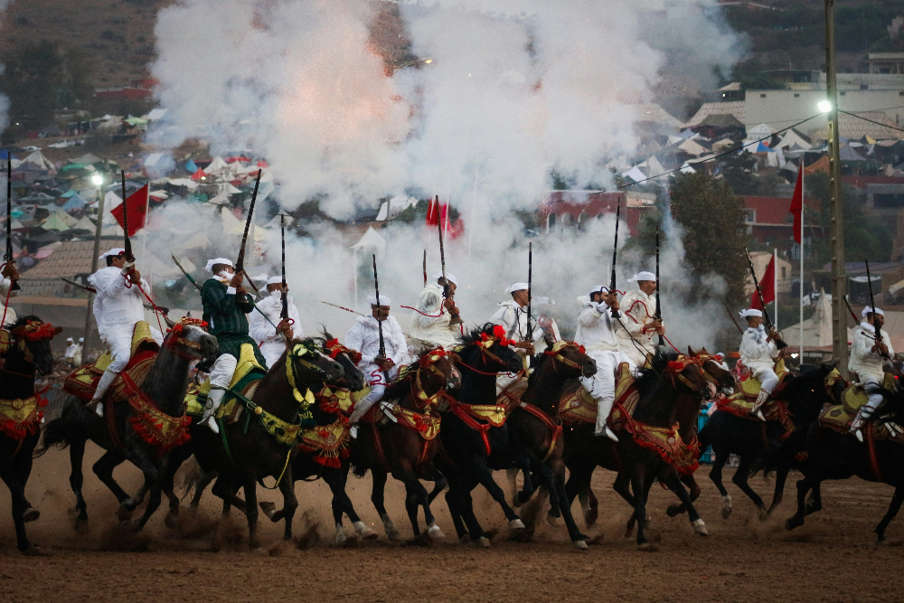A traditional and cultural festival in Morocco with tbourida shows