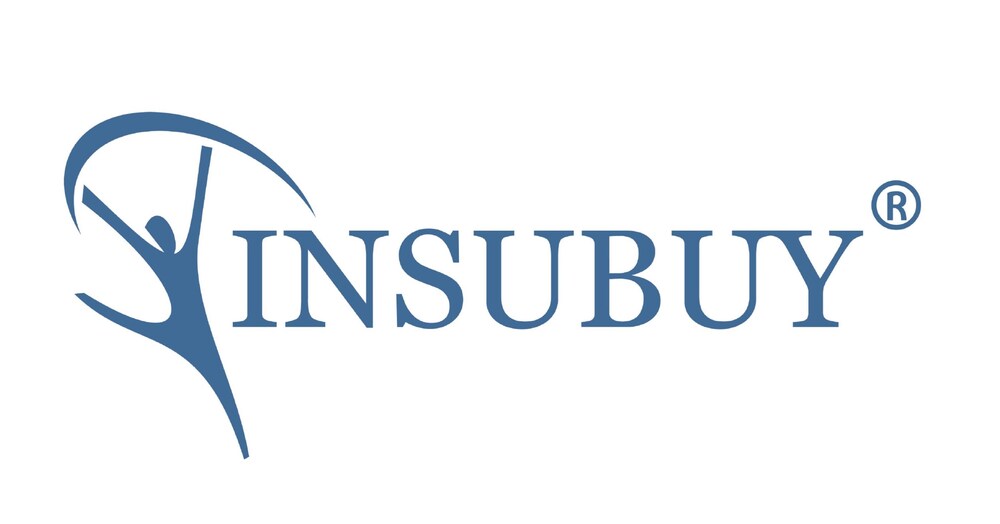 Blue logo with a stylized figure and the text ‘INSUBUY®’ in blue. The figure suggests motion and energy. White background.