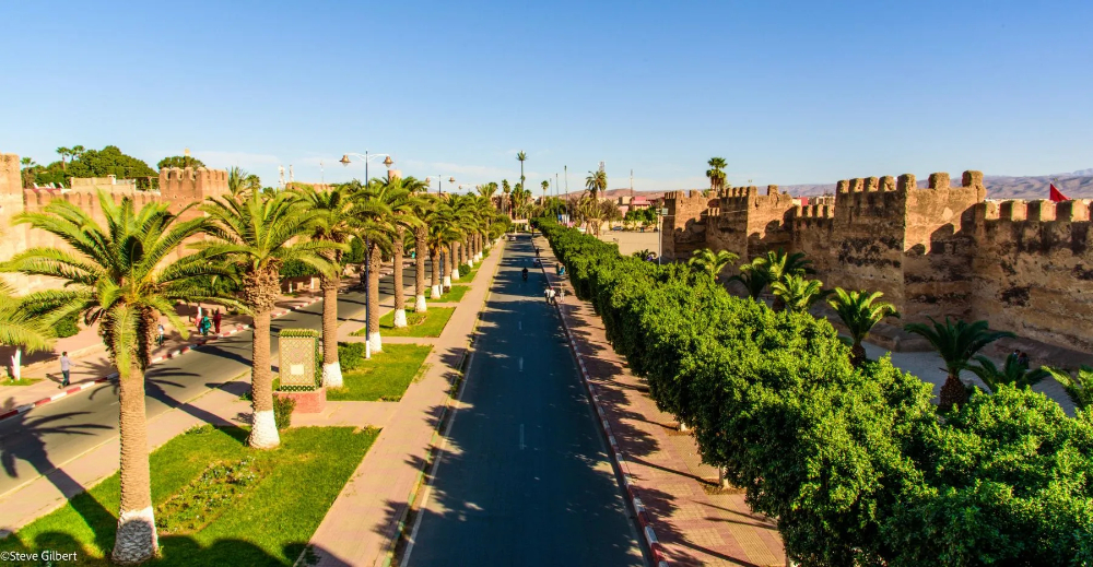 a street accross the old city in taroudant morocco