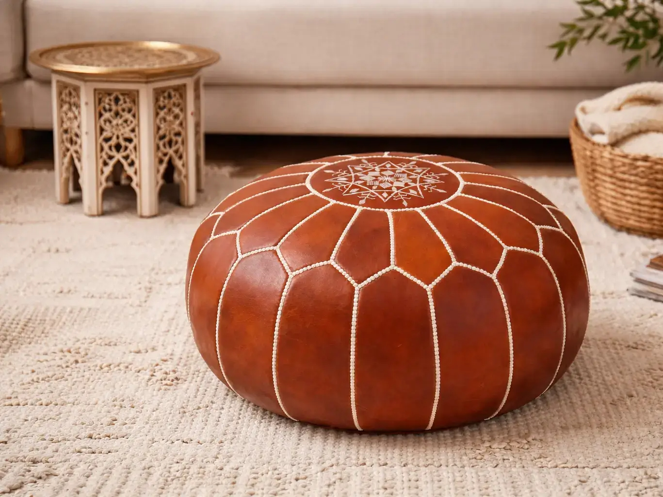 Handmade Moroccan Leather Poufs: The Perfect Boho Touch
