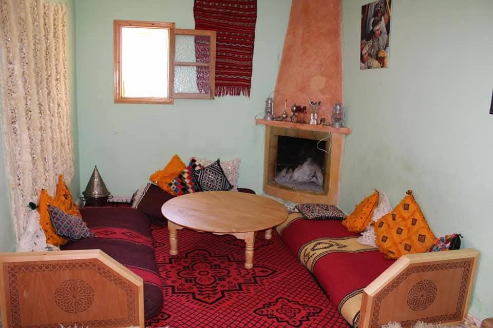 Traditional moroccan room in middle atlas of morocco in skoura mdaz town