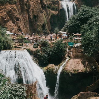 a side view of ouzoud waterfalls in morocco