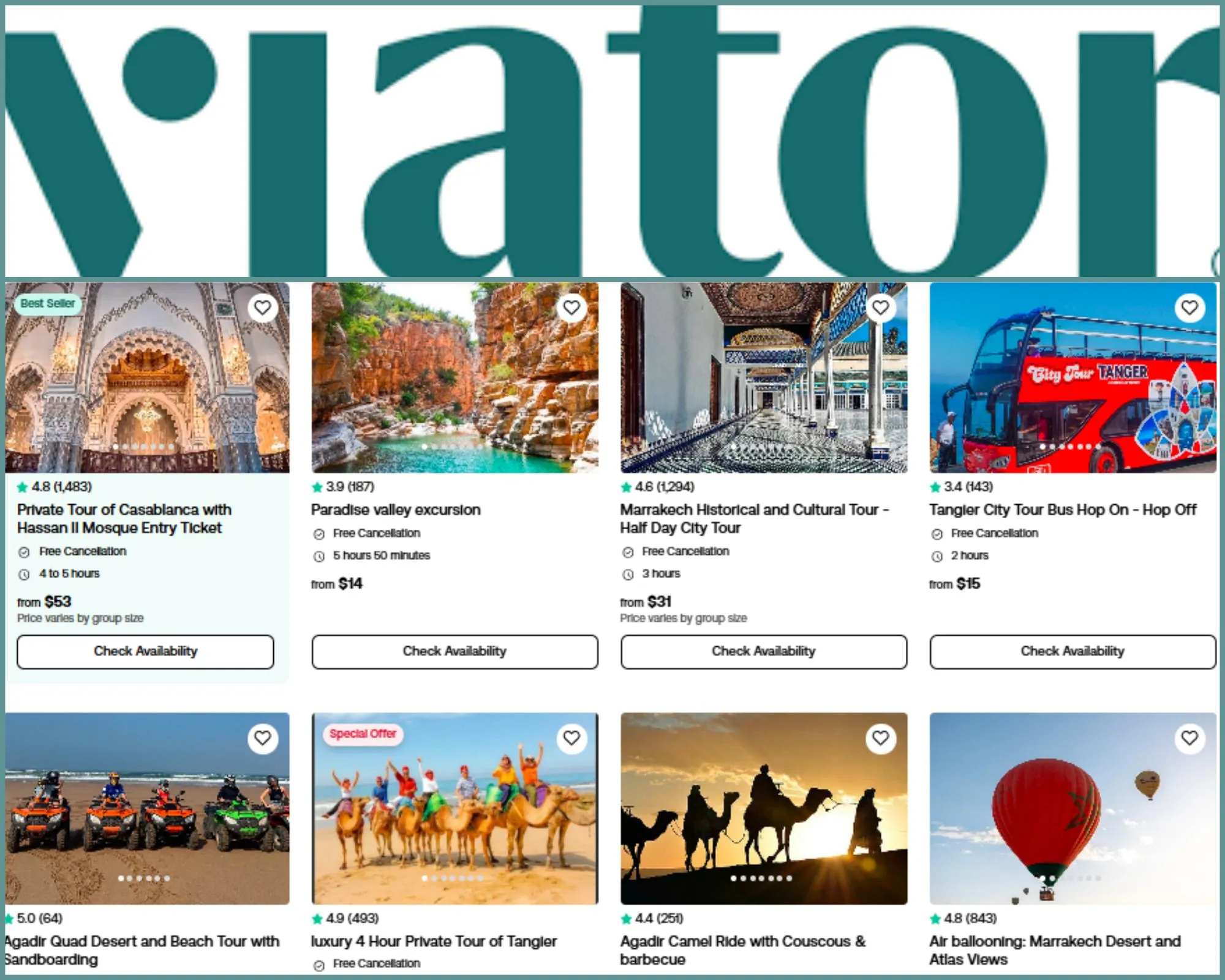 Morocco Tours Packages by viator: interface