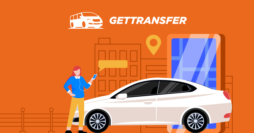 GetTransfer illustration shwoing a man next to a car. Photo is used to indicate GetTransfer is available in Morocco