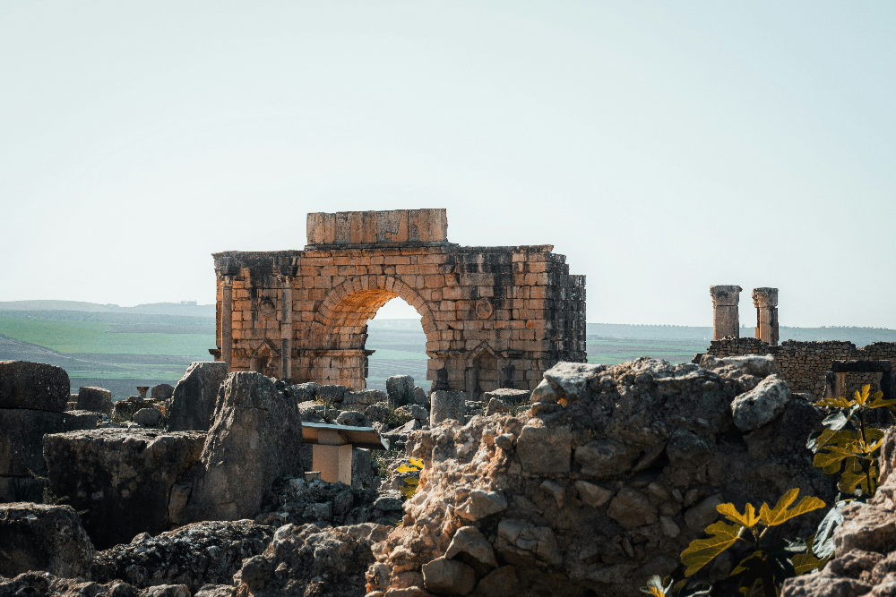 Roman ruins in volubilis morocco