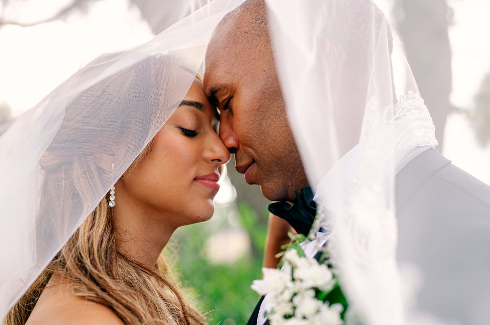 Elegant couple wedding portrait at Grand Hyatt Tampa Bay with natural posing.