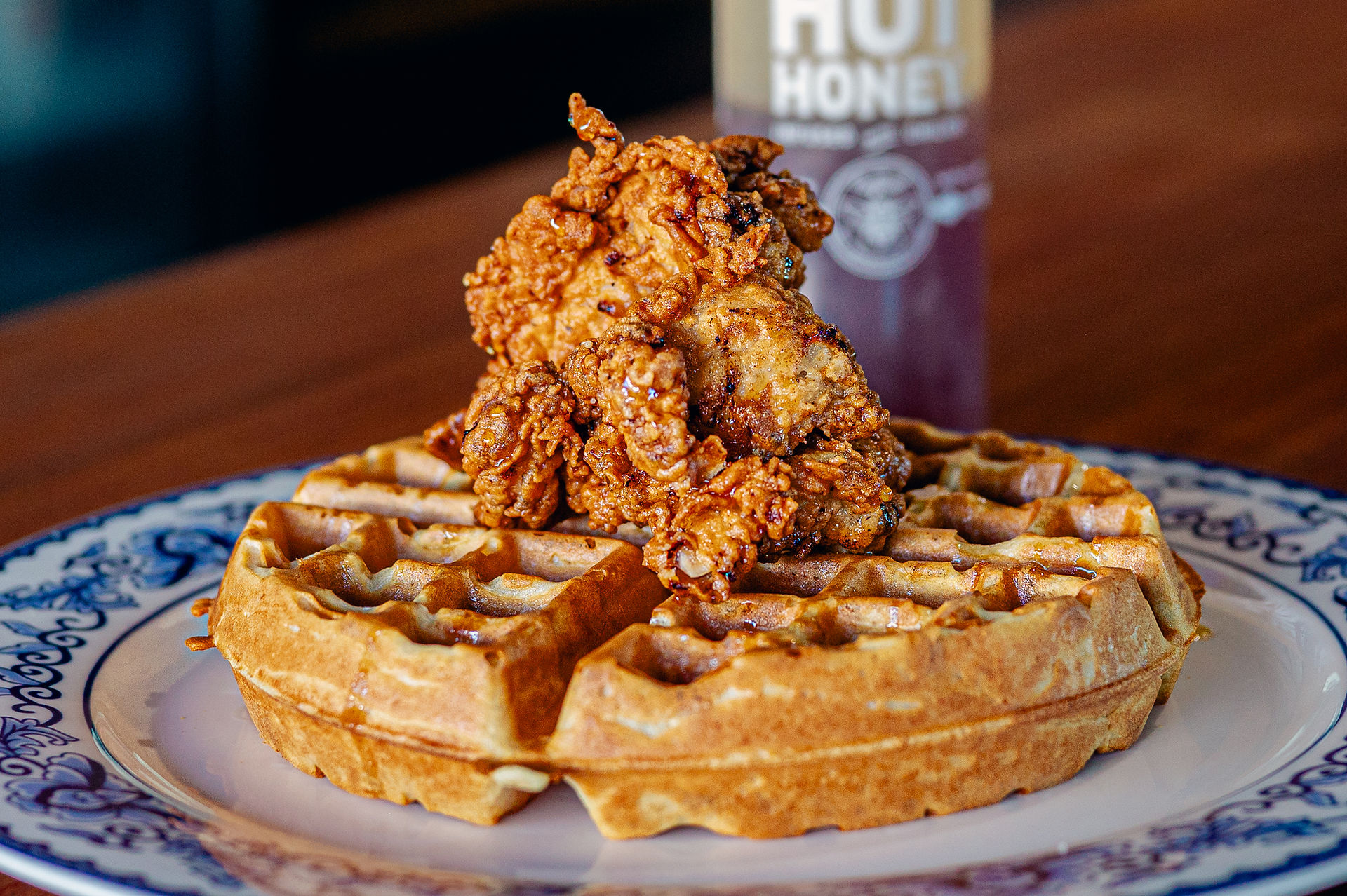 Chicken and waffles from Big Top Brewery photography by Tampa food photographer Nina Bashaw