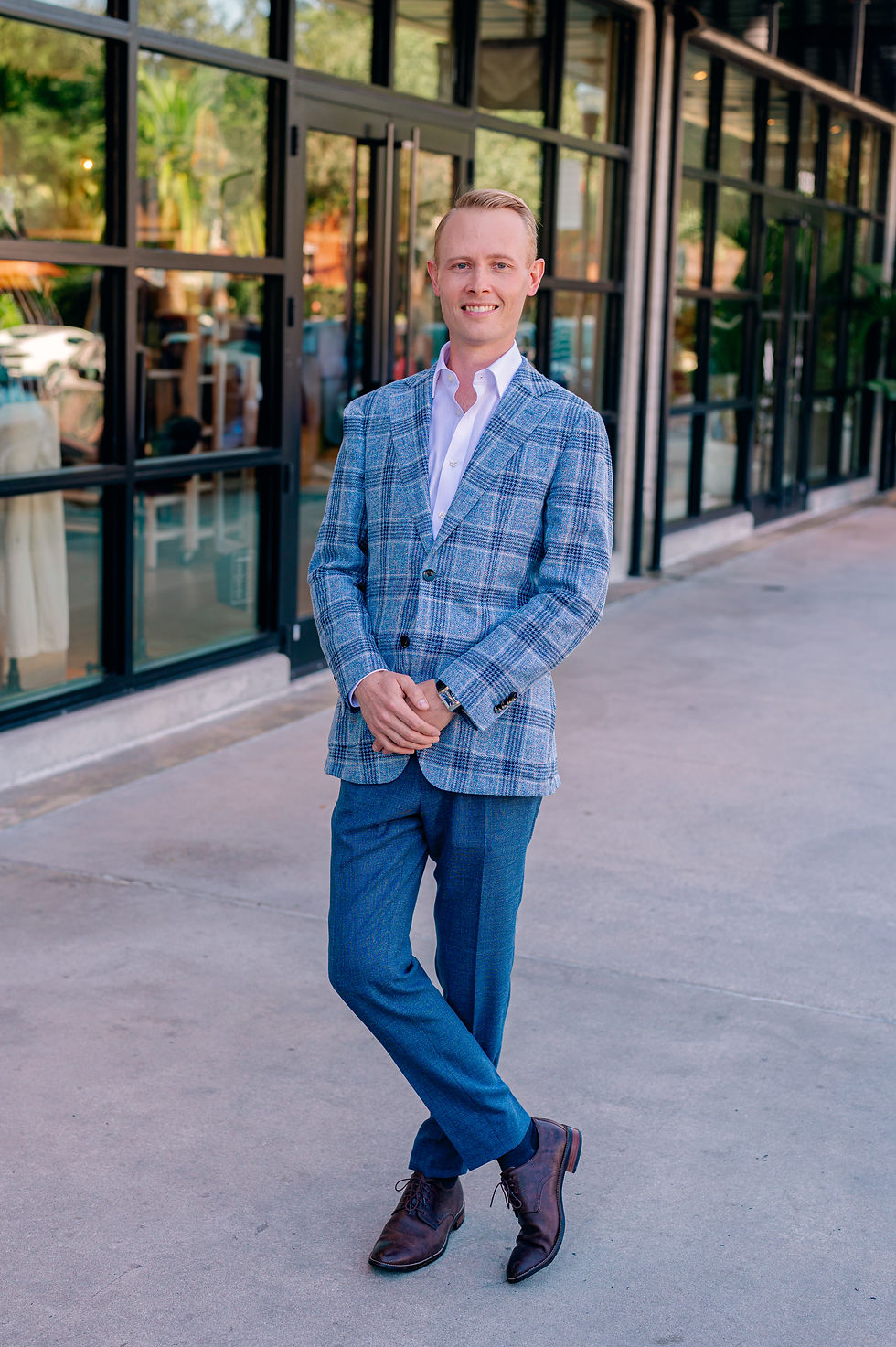 Headshots for Brian Hunsicker in Hyde Park Village By Tampa Branding Photographer Nina Bashaw