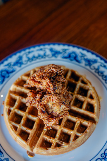 Chicken and waffles from Big Top Brewery photography by Tampa food photographer Nina Bashaw