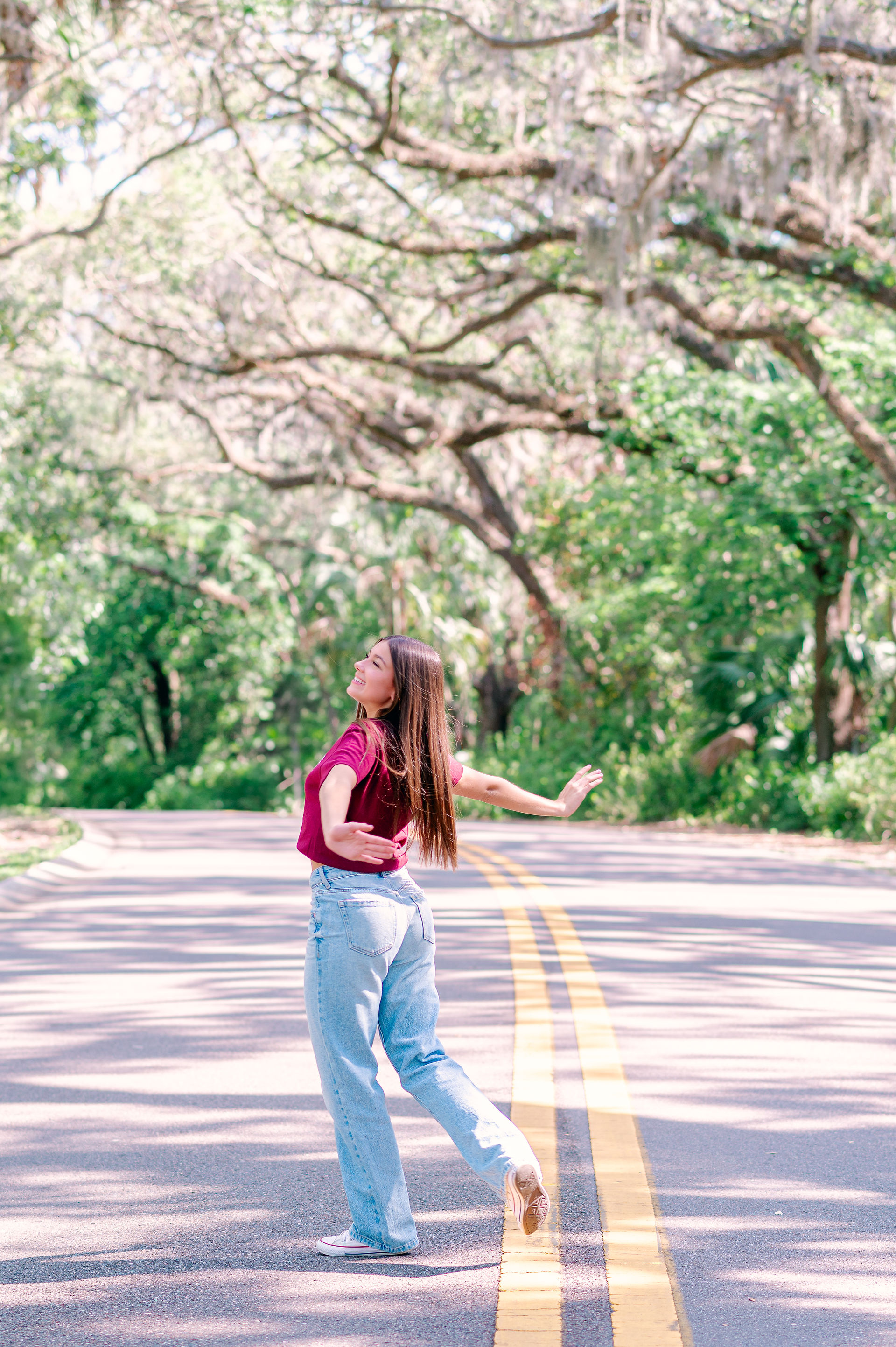 Senior portraits taken at Philippe Park by Tampa senior portrait photographer Nina Bashaw