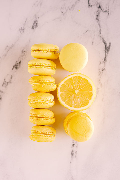 Tampa food photographer Nina Bashaw specializes is food photography and food styling for professional chefs. Sharing photos of lemon macarons.