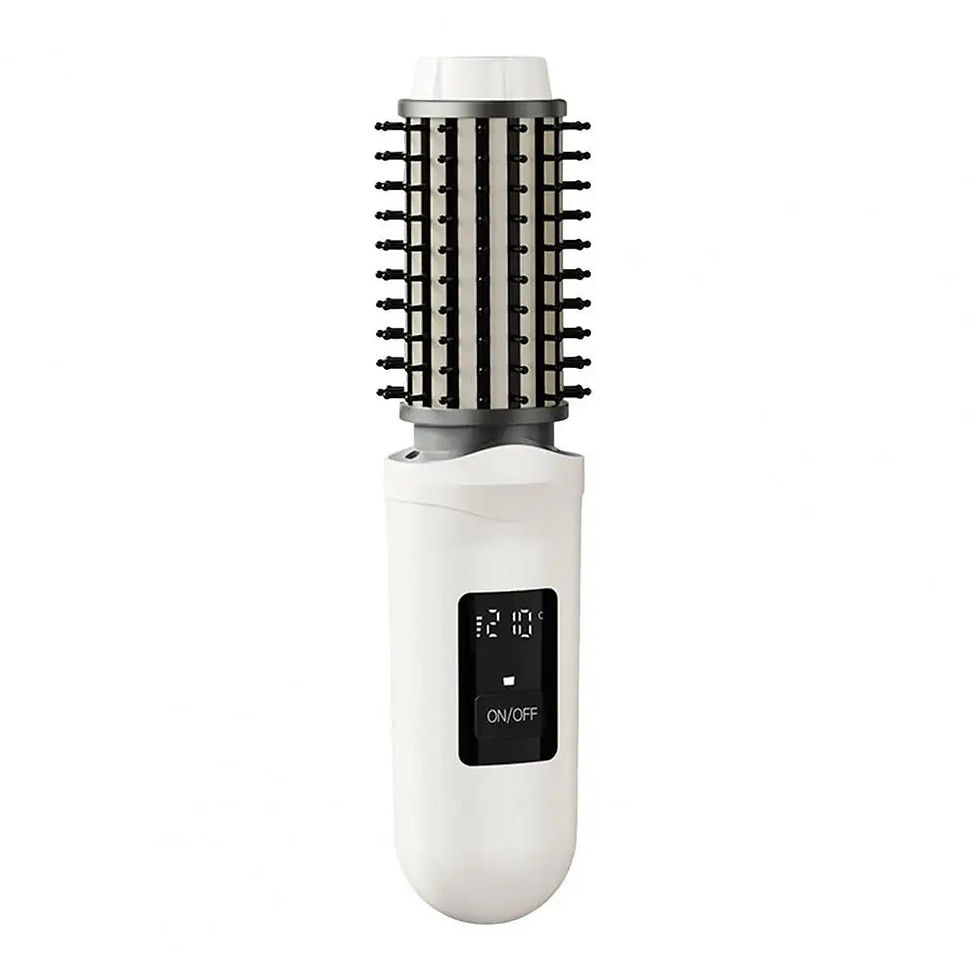 Thumbnail: Cordless Hair Curling Iron Brush USB Rechargeable Travel Heated Round