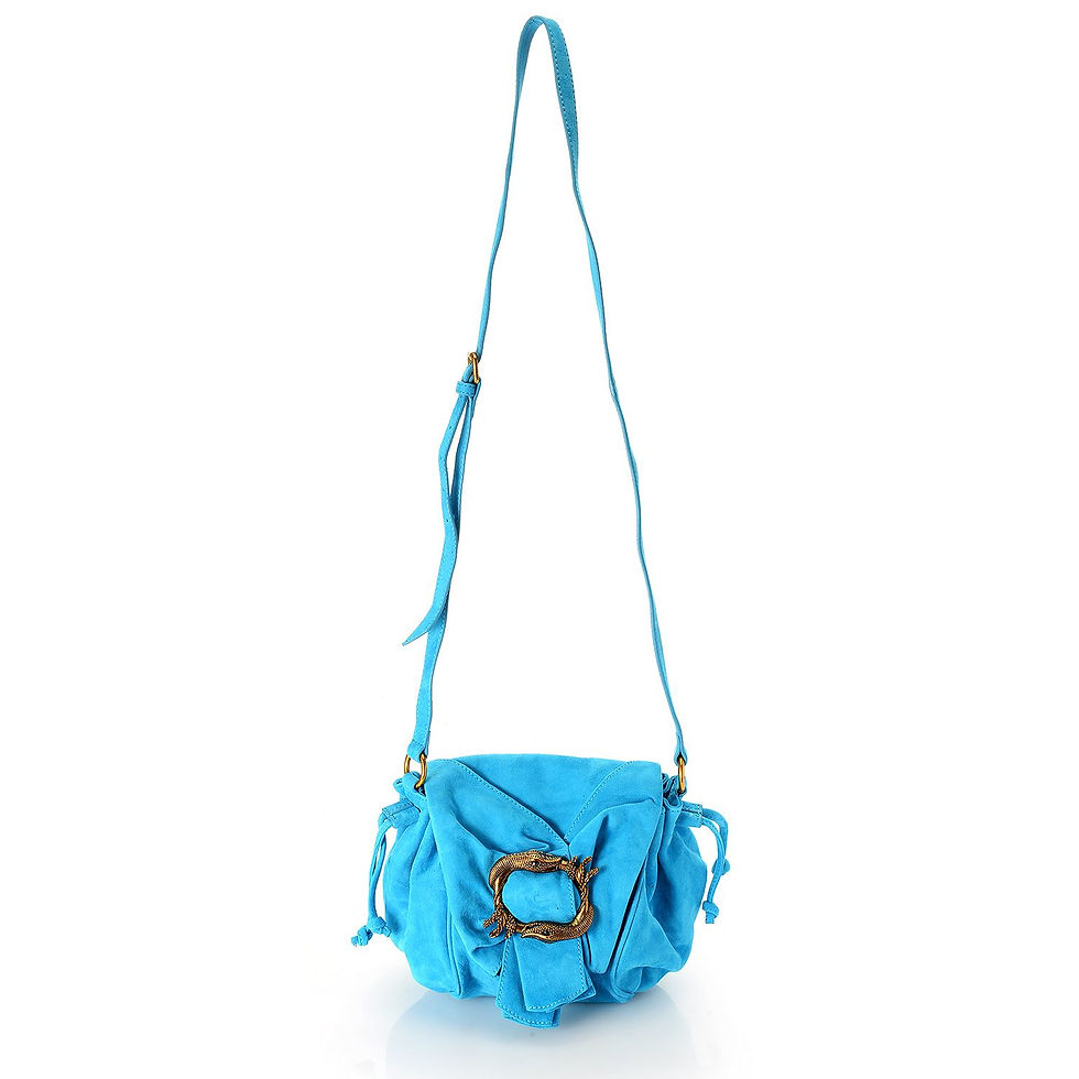 Thumbnail: "Serpent Tail" Ruched Suede Flap