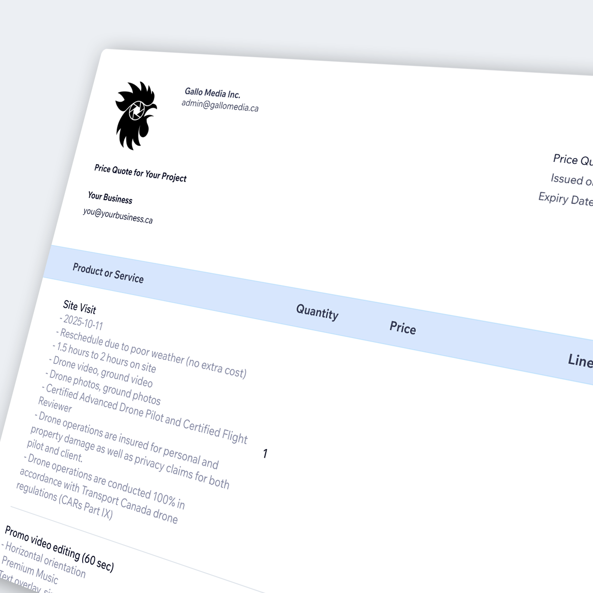 Quote from Gallo Media Inc.