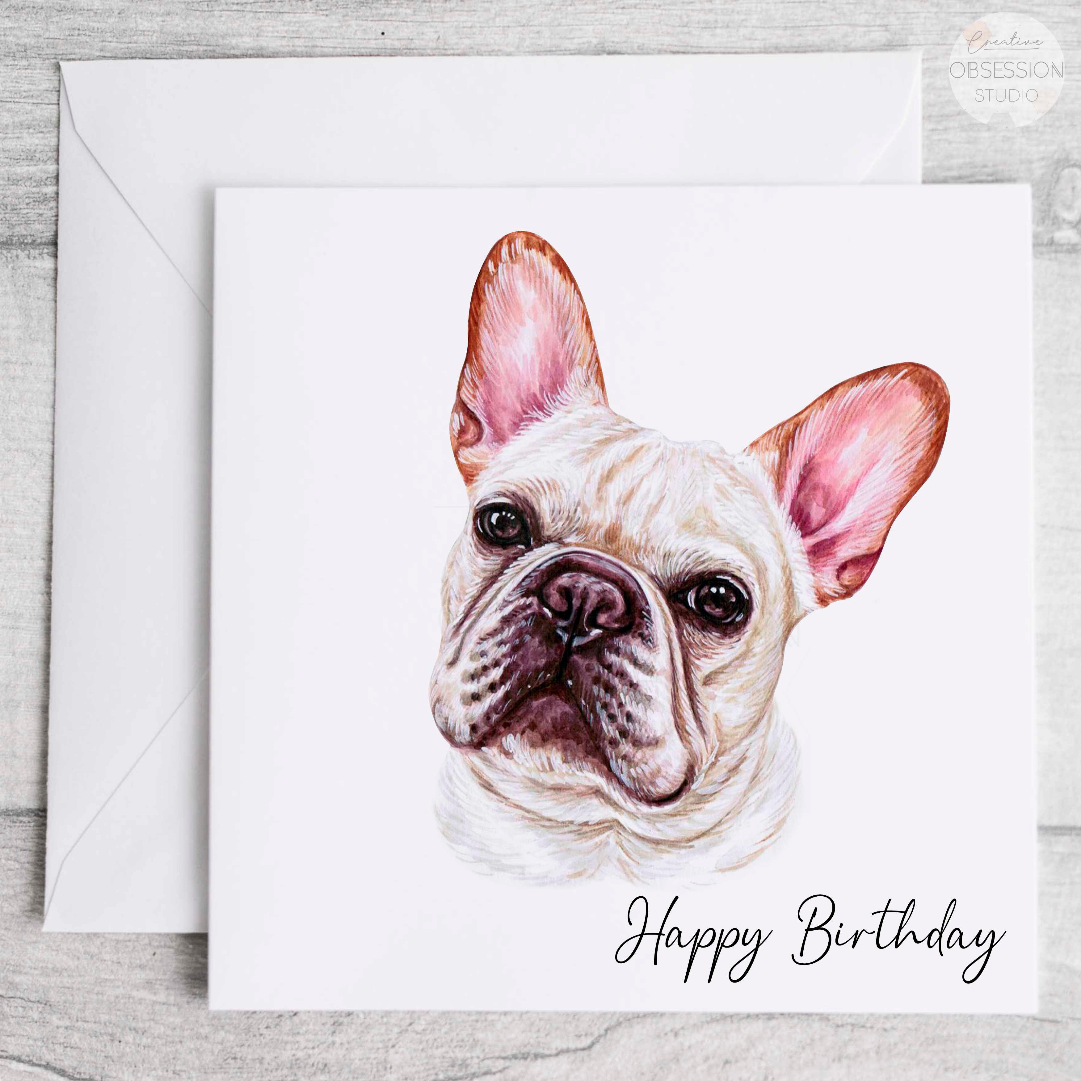 French Bull Dog Birthday Card - Greetings Card